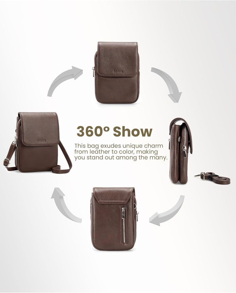 befen Genuine Leather Small Crossbody Bags for Women, Cell Phone Cross body Purse Bag with RFID Blocking Card Slots - Image 5